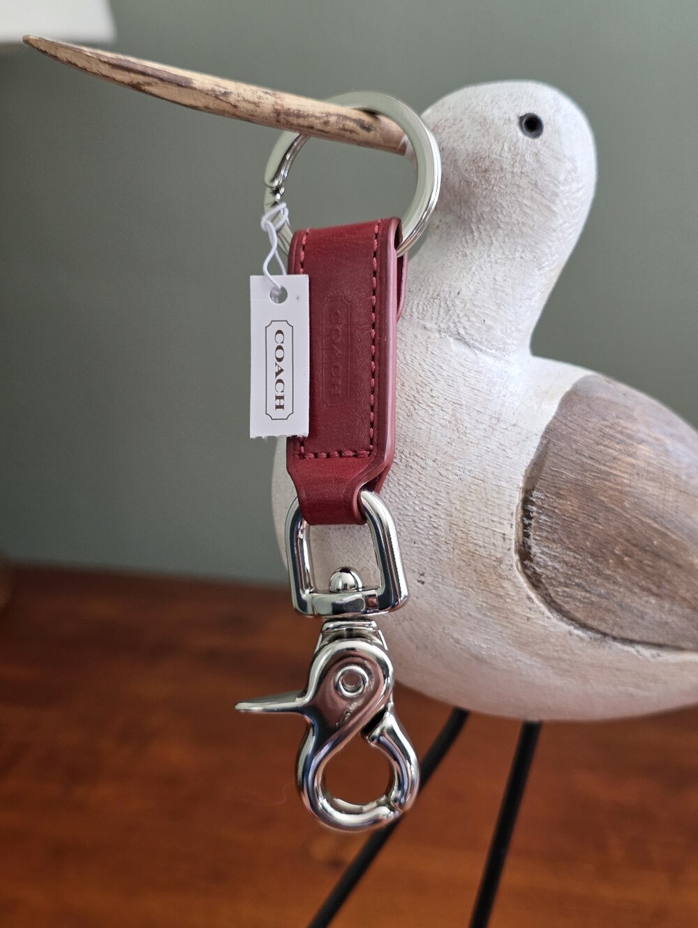 Coach 7212 Vintage Trigger Snap Valet Red Leather Key Fob Keychain NWT Y2K